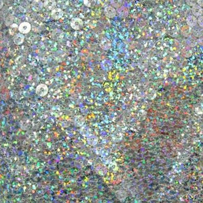 Silver Holographic 5mm Sequins on Mesh