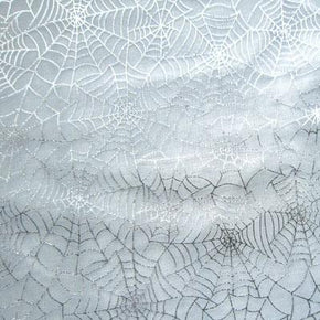 Silver/White Spiderweb Metallic Foil on Stretch Mesh