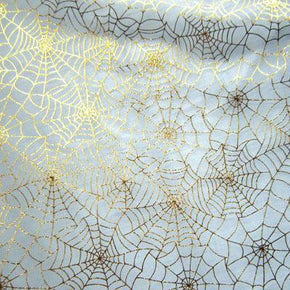 Gold/White Spiderweb Metallic Foil on Stretch Mesh