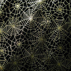 Gold/Black Spiderweb Metallic Foil on Stretch Mesh