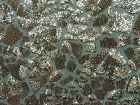 Gold/Nude Shiny Stone Mosaic Sequins on Mesh