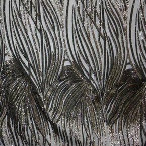 Black Wavy 2mm Sequins on Mesh