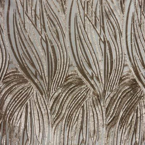 Nude/Gold Wavy 2mm Sequins on Mesh