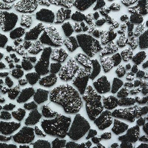 Black Shiny Stone Mosaic Sequins on Mesh