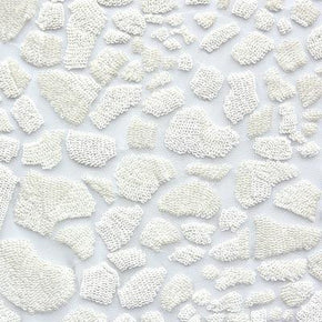 White/White Rain Drop 1.5 Inch Sequins on Polyester Mesh
