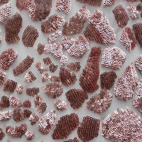 Rose/Pink Rain Drop 1.5 Inch Sequins on Polyester Mesh