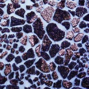 Dark Brown Shiny Stone Mosaic Sequins on Mesh