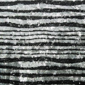 Silver Striped 2mm Sequins on Mesh
