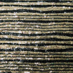 Gold Horizontal Stripes 2mm Sequin on Mesh
