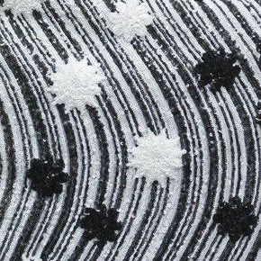 Black/White Two-Tone Wavy Sequins Pattern on Polyester Mesh