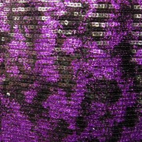 Purple/Black Fancy Sequins Metallic Foil on Stretch Mesh