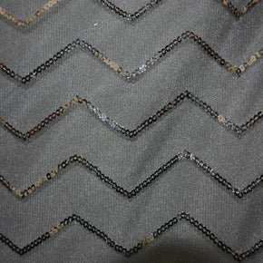 Black Shiny Zig Zag 3mm Sequin on Mesh