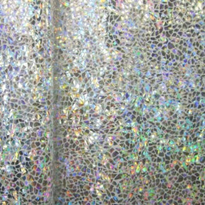 White/Silver Holographic Avatar Metallic Foil on Nylon Spandex