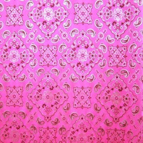 Hot Pink Bandana Print Metallic Foil on Nylon Spandex