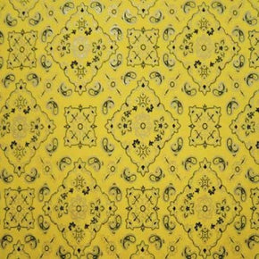Yellow Bandana Print Metallic Foil on Nylon Spandex