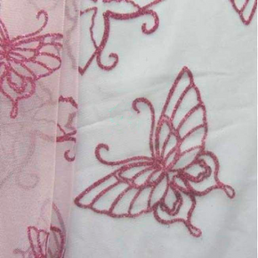 Fuchsia/Pink Butterfly Glitter on Mesh on Stretch Mesh