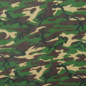 Green/Coffee/Ivory Camouflage Print on Polyester Mesh