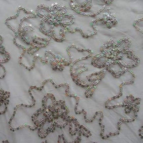 Gold Fancy Embroidery & Sequins on Polyester Mesh