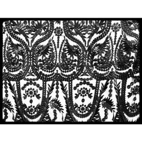 Nude/Black Fancy Heavy Embroidery Guipure on Polyester Mesh