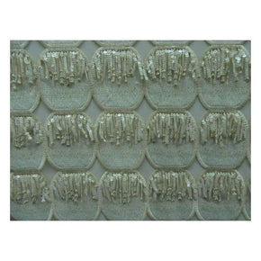 Beige Fancy Fringe Embroidery & Sequins on Polyester Mesh