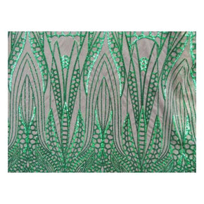 Nude/Green Fancy Aztec 2mm Sequins on Polyester Mesh