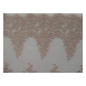 Blush Fancy Heavy Embroidery Floral Guipure with 9" Scalloped Sides on Polyester Mesh