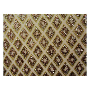 Gold Fancy Glitter Sequins Diamond on Polyester Mesh