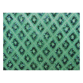 Green/Pearl Fancy Glitter Sequins Diamond on Polyester Mesh