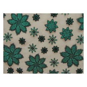Green Fancy Metallic Big Flower on Tulle Mesh