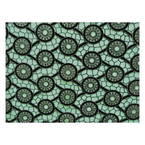 Black/Neon Green Fancy Metallic Circle on Tulle Mesh