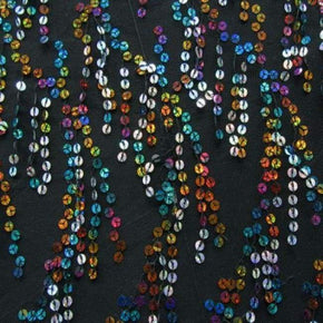Black Holographic Fringe Sequins on Stretch Mesh