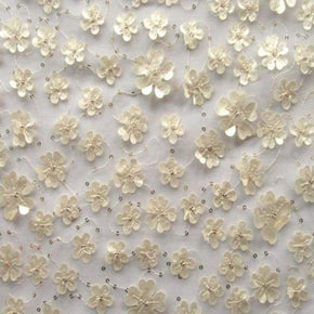 Ivory Floral Patches on Stretch Mesh