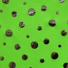 Silver/Lime Green Shiny Foil on Mesh on Stretch Mesh