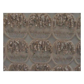 Nude Fancy Fringe Embroidery & Sequins on Polyester Mesh