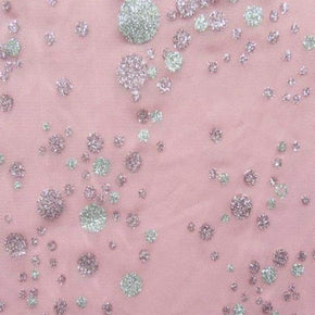 Silver/Pink Glitter Mesh on Stretch Mesh