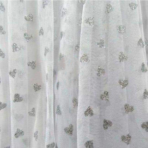 Silver/White Glitter Mesh on Stretch Mesh