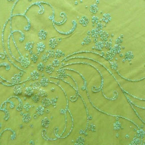 Apple Green Shiny Glitter on Mesh on Stretch Mesh
