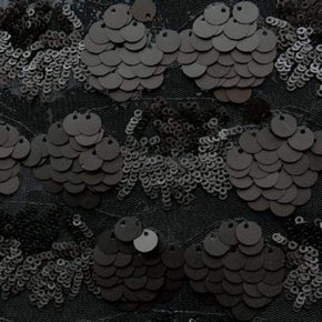 Black Matte 6mm/2mm Sequin on Polyester Mesh