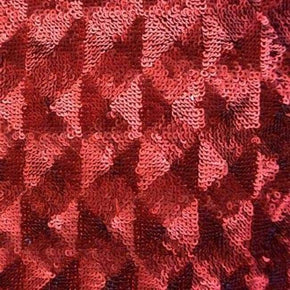 Red Heavy 3mm Sequins on Mesh