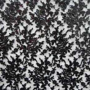 Black Fancy 2mm Sequins Lace on Mesh