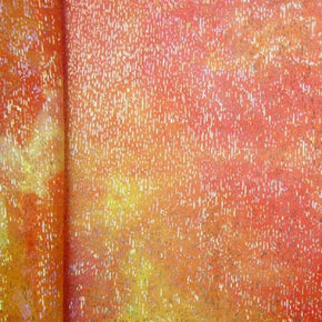 Orange Holographic Rain Metallic Foil on Nylon Spandex