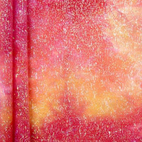 Red Holographic Rain Metallic Foil on Nylon Spandex