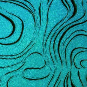 Turquoise/Black Holographic Metallic Foil on Nylon Spandex