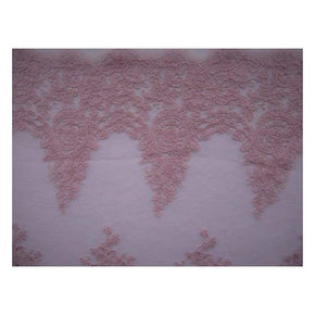 Pink Fancy Heavy Embroidery Floral Guipure with 9" Scalloped Sides on Polyester Mesh