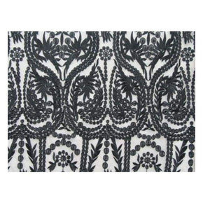 Nude/Black Fancy Heavy Embroidery Guipure on Polyester Mesh