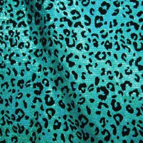 Turquoise Holographic Leopard Print Sequins on Polyester Spandex