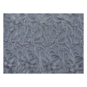 White Fancy Embroidery with Scalloped Sides on Polyester Mesh