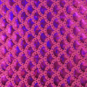 Fuchsia/Purple Holographic Mermaid Dot Metallic Foil on Nylon Spandex