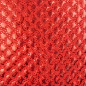 Red Holographic Mermaid Dot Metallic Foil on Nylon Spandex
