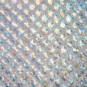 Silver Holographic Mermaid Dot Metallic Foil on Nylon Spandex